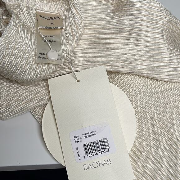 BAOBAB Yumiko Silver Embellished Long Sleeve Cutout Coconut Knit Maxi Dress Sz M - Picture 9 of 10